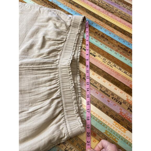 Old Navy 2X High Waisted Pull On Elastic Wide Leg Pant Gauzy 100% Cotton Beige - Picture 11 of 13